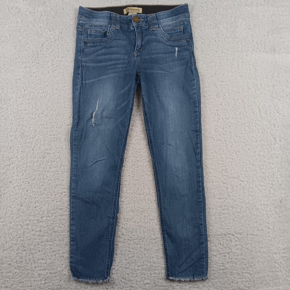 Democracy Jean Ab Technology Women 6 Blue Distressed Raw Hem B1540FBXK